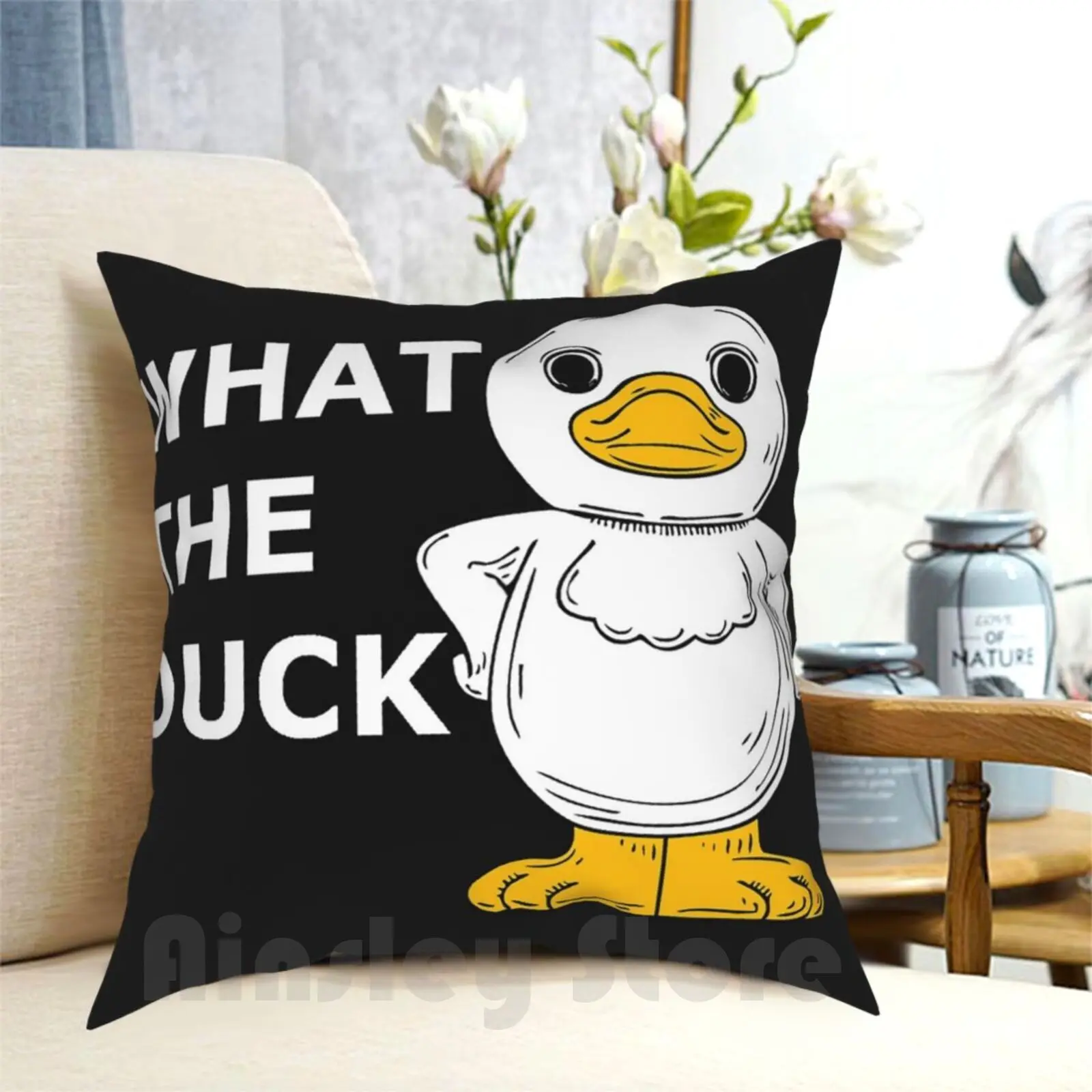 

What The Duck-Funny Design-Cool Gift Pillow Case Printed Home Soft Throw Pillow Girlfriend Christmas Birthday Cool Funny