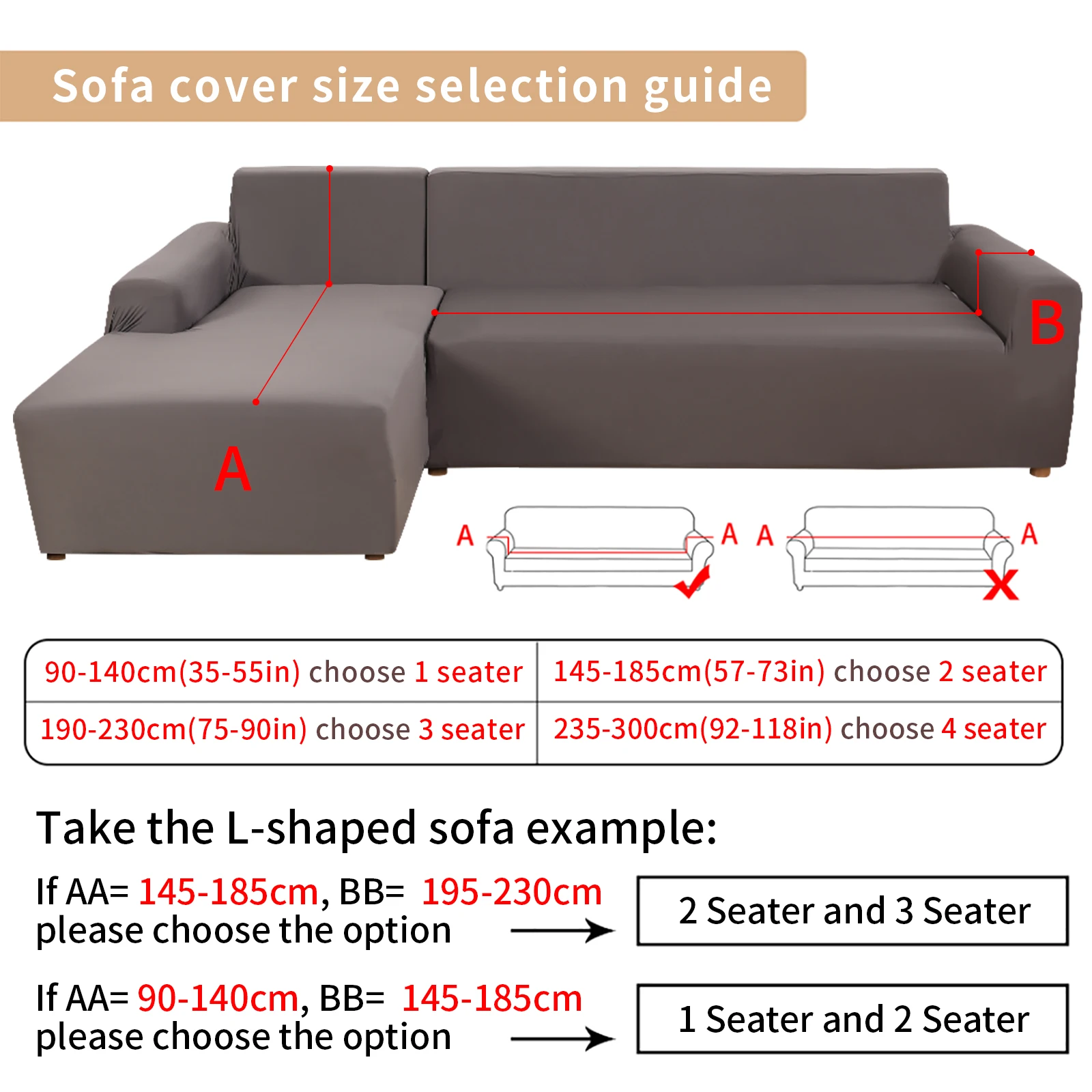 

Sofa Cover L Shaped Slipcover Protect Furniture Decor Soft Stretch Corner Elastic Cushion Couch Set Chaise Large Slip-Resistant