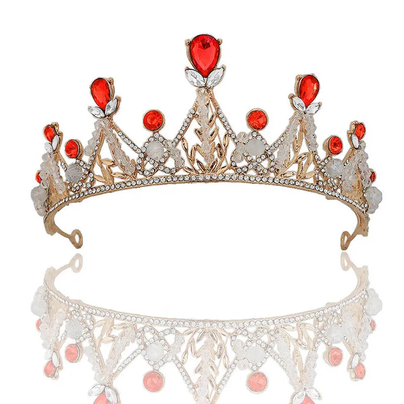 Свадебные украшения для невесты ручной работы сверкающий золотой цвет красная