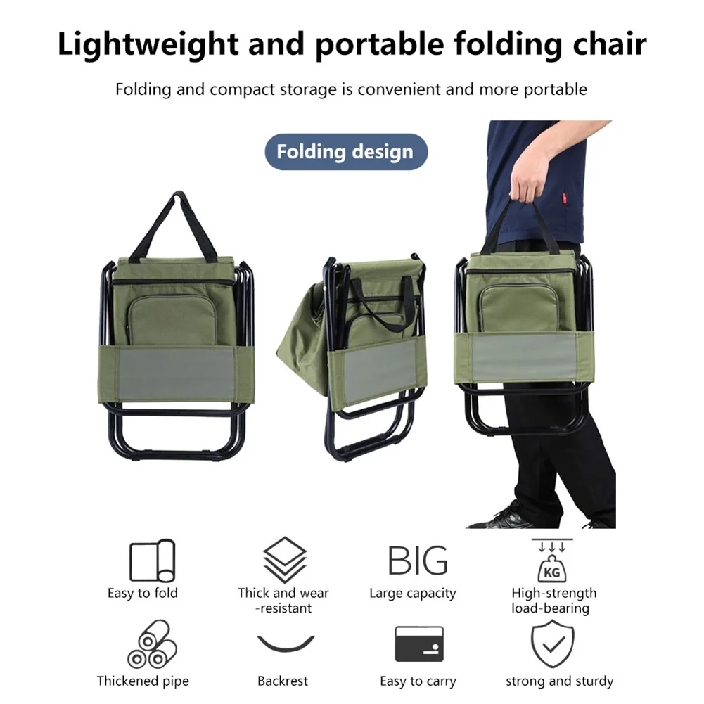 outdoor folding chair camping fishing chair stool portable backpack cooler insulated picnic tools free global shipping