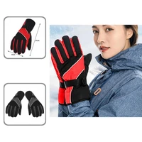 practical winter gloves patchwork fleece lining women men windproof ski gloves outdoor gloves finger gloves 1 pair