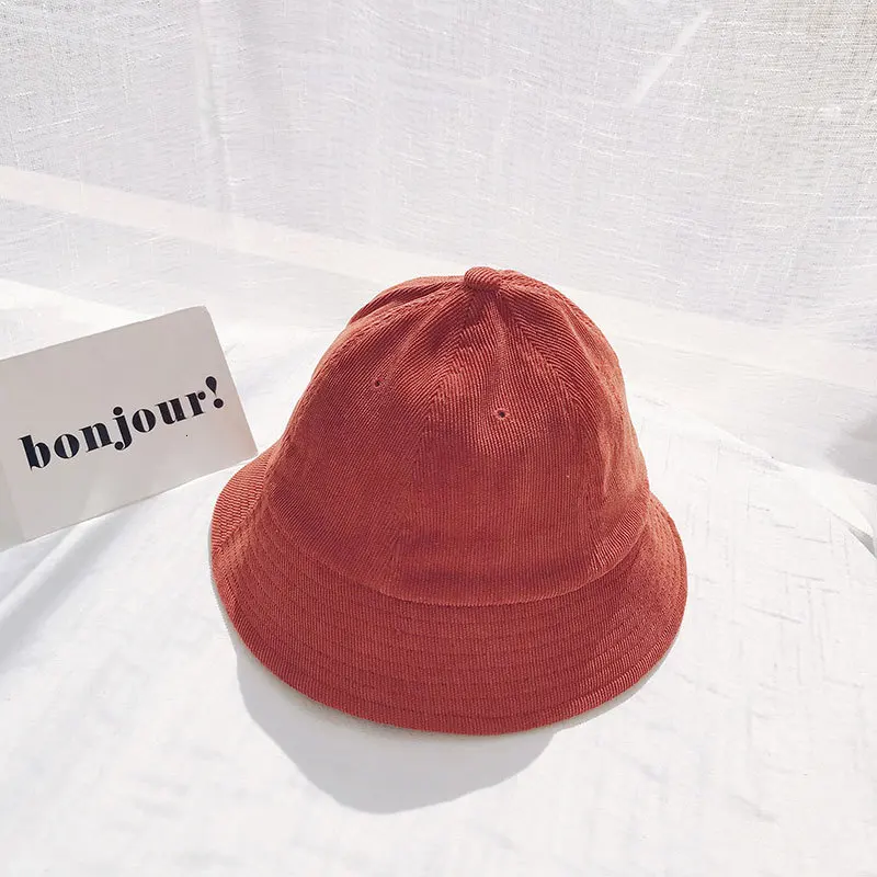 Corduroy Caramel Harajuku Вельветовая женская летняя однотонная зеленая шляпа-ведро Корейская версия Милая Джокер дорожная шляпа Солнцезащитная шляпа котелок - Цвет: Corduroy Caramel