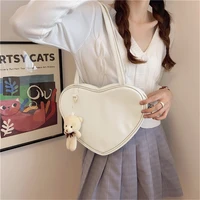 hisuely female handbag cute heart shaped underarm bag 2021 new design women shoulder messenger crossbody bags with pendant