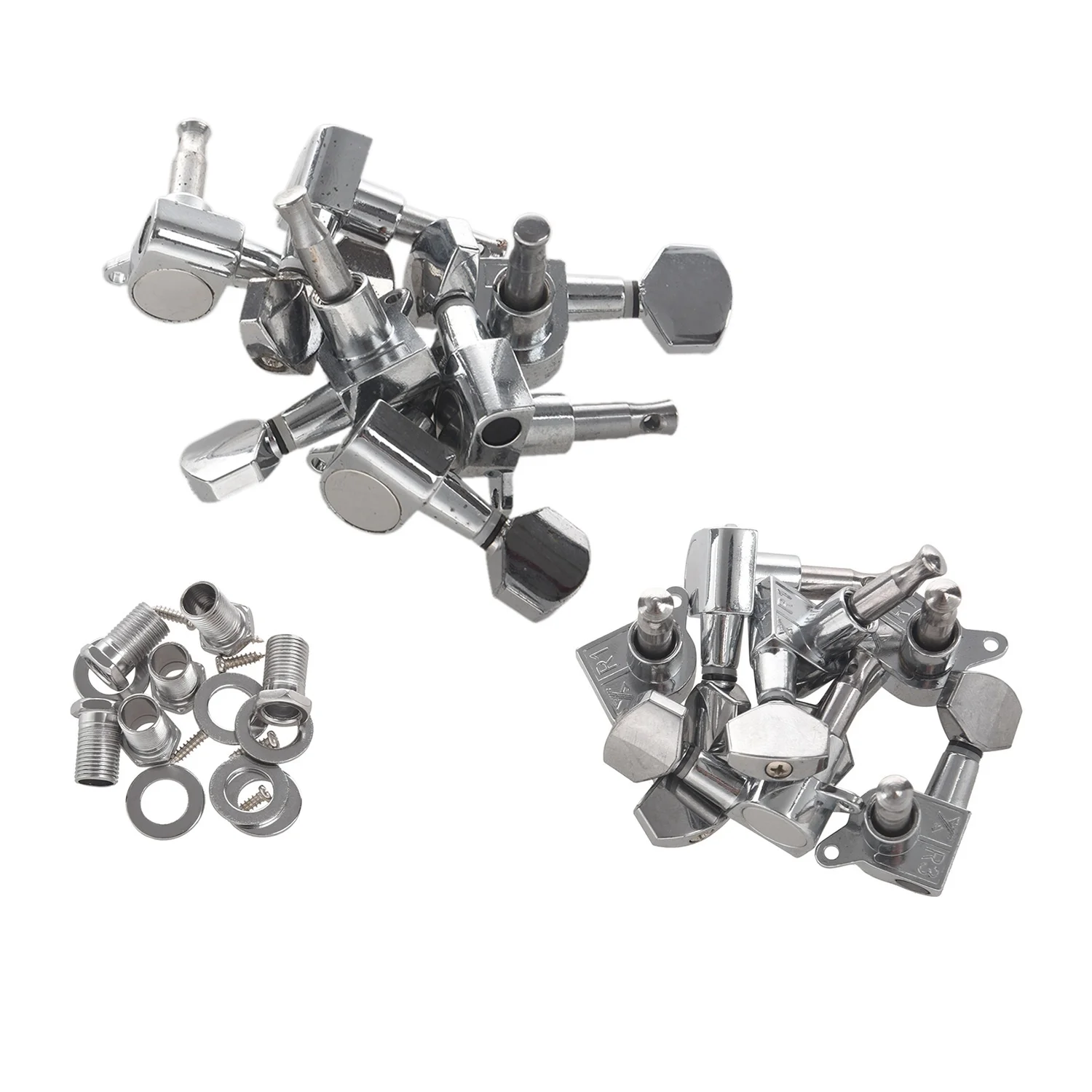 

2set Guitar Sealed Small Peg Tuning Pegs Tuners Machine Heads for Acoustic Electric Guitar Guitar Parts(Silver 3R3L&6R )