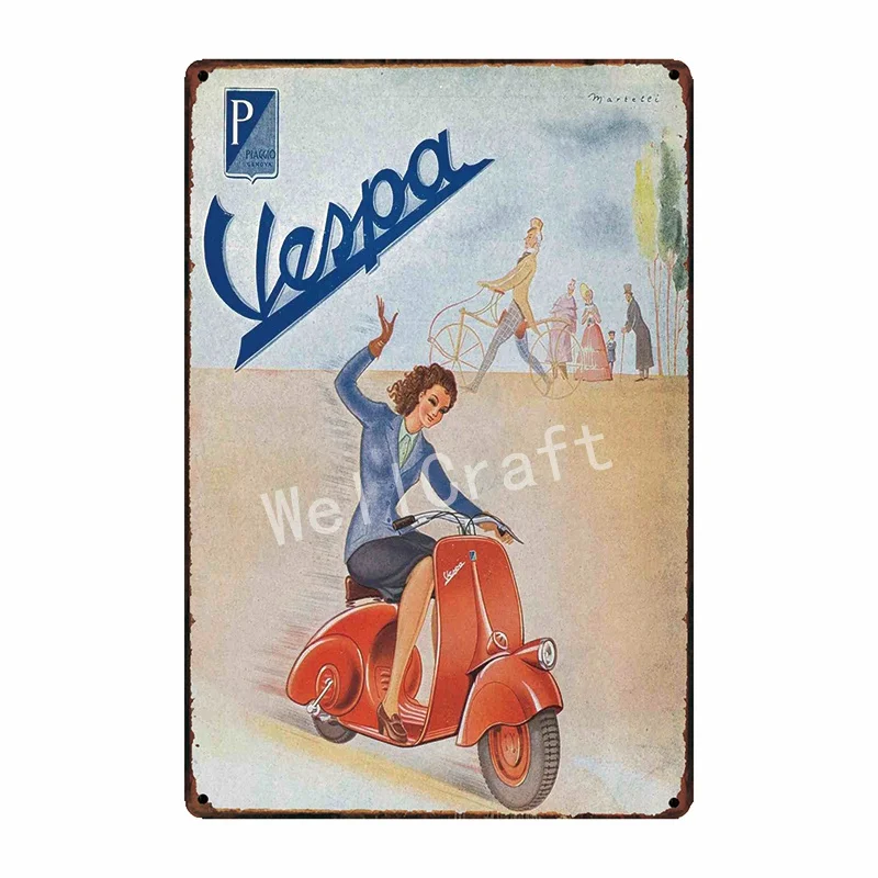 

[ WellCraft ] Veapa Motor Style Metal Signs Lambretta Wall Plaque Mural Painting Club Store Retro Decor 20*30 CM FG-205
