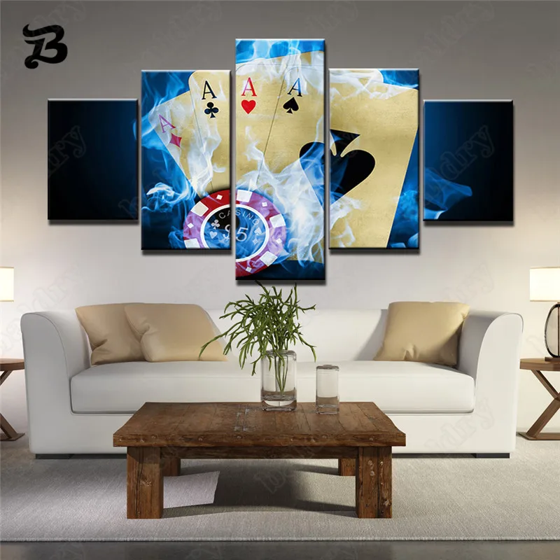 

Canvas Painting 5 Pieces Burning Pokers Canvas Posters and Prints Decorative Wall Art Pictures for Living Room Home Wall Decor