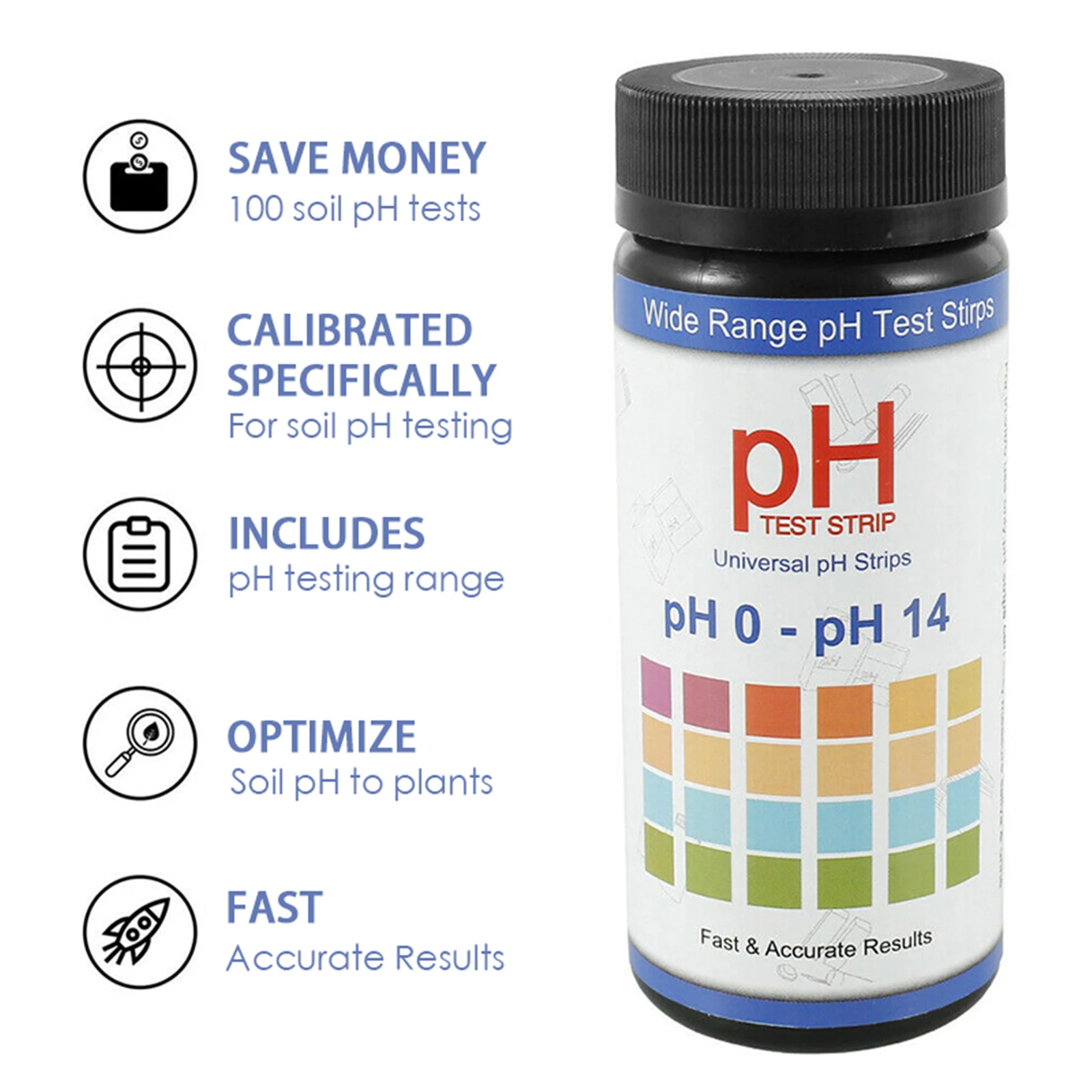 

100Pcs PH Test Strips Indicator Litmus Multipurpose Flower Plant Soil Tester Paper Range 0-14 PH Meter Useful Soilsting Tool Kit