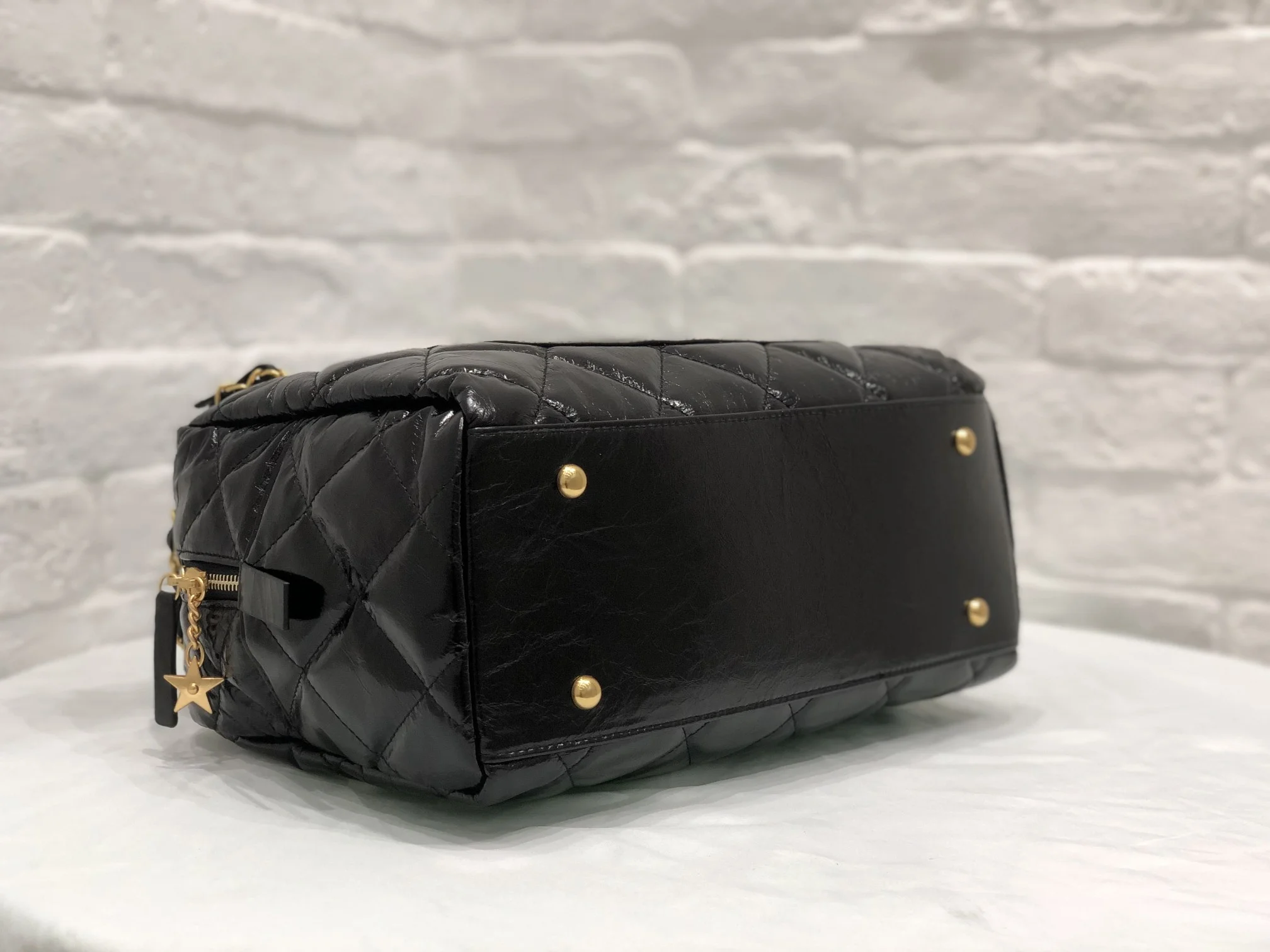 

free shipping 2020 the new style fashion and color shine diamond lattice genuine cow leather women handbag one shoulder bag 30cm