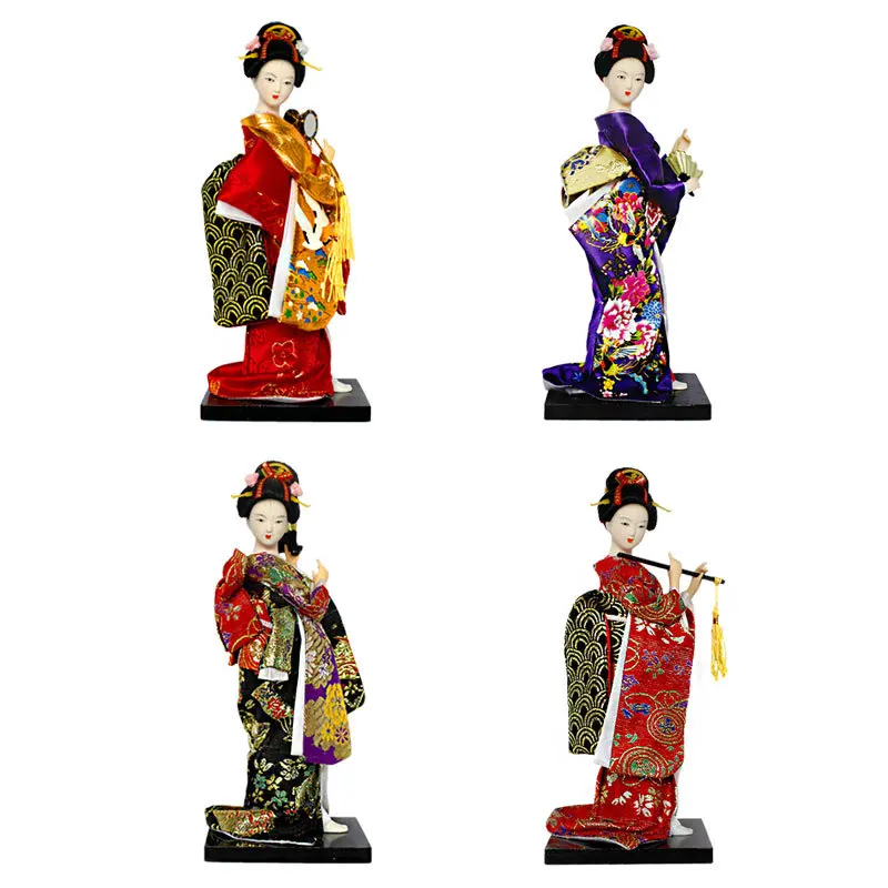 

25cm Kawaii Japanese Lovely Geisha Figurines dolls with beautiful kimono New house office decoration Miniatures birthday gift