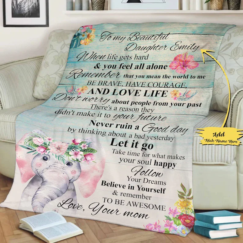 

Throw Blanket - to my daughter blanket Fleece Throw Blanket,Super Soft Ultra-Soft Micro Fleece Blanket for Bedroom SOFE Couch