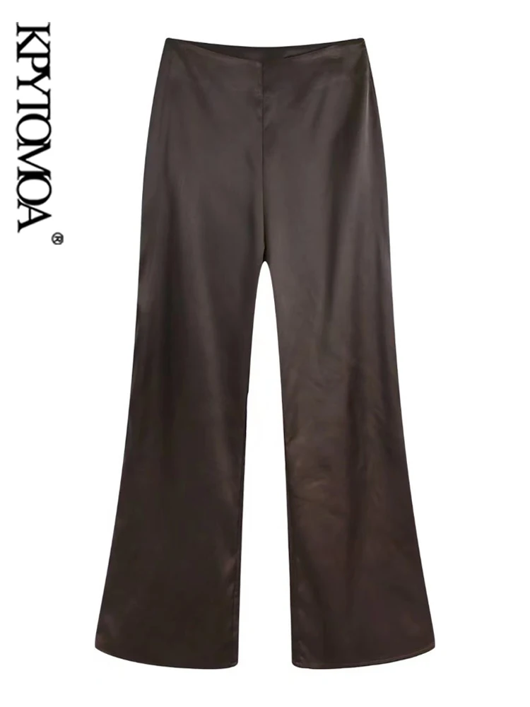 

KPYTOMOA Women Chic Fashion Soft Touch Flare Pants Vintage High Waist Side Zipper Female Trousers Mujer