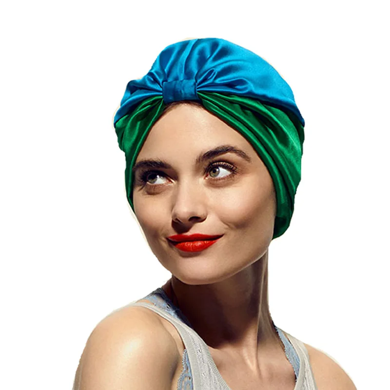 Women Elastic Silky Satin Bonnet Salon Sleep Cap Turban New Curly Hair Head Cover Chemo Hat Beanie Head Wrap Hair Accessories