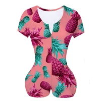 custom made pineapple rain sublimation print women summer short sleeves onesie