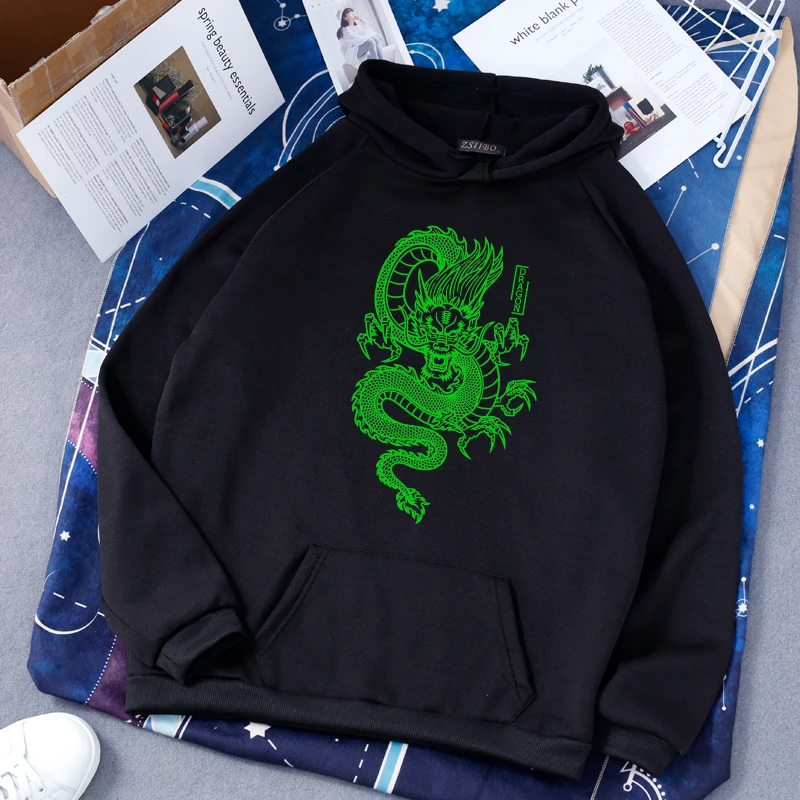 

women hooded sweatshirt Harajuku Oversize pullover sweatshirt Chinese Dragon Hoodie vintage women Streetwear top hip-hop hoodie