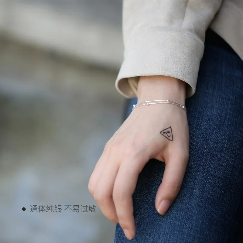 

925 Sterling Silver Double Layers Round Beads Charm Bracelets & Bangle For Women Elegant Link Chain Wedding Jewelry sl251