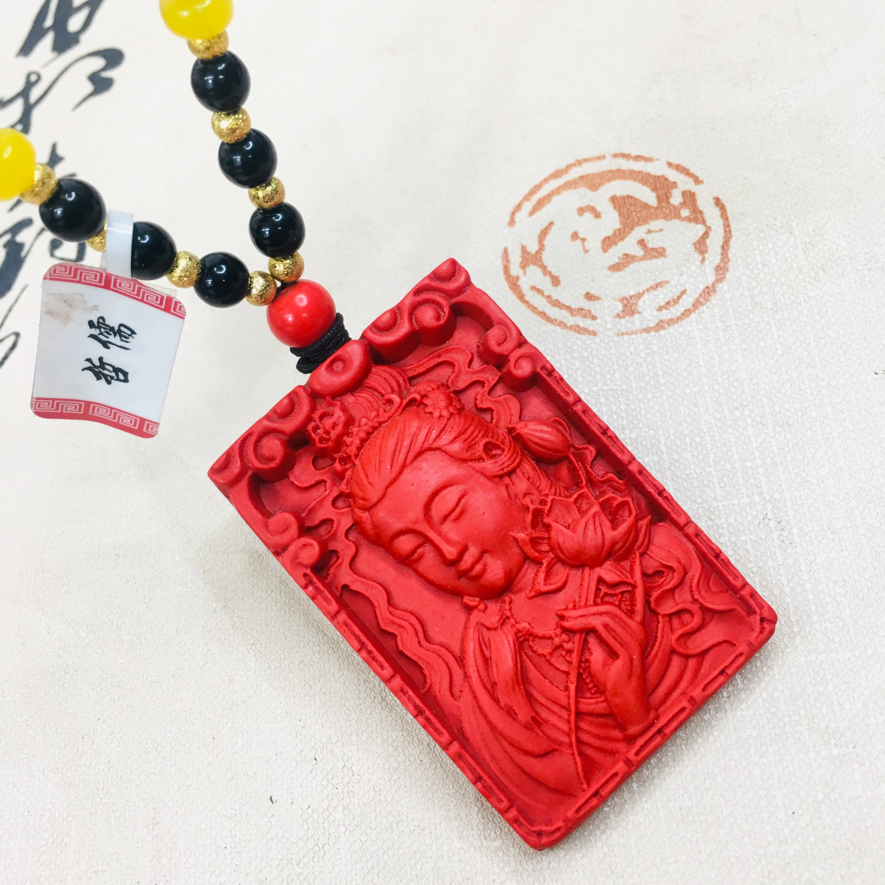 Цепочка Zheru из натуральной резной руды подвеска гуаньинского лотоса длиной до