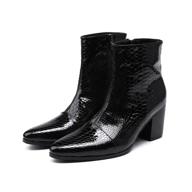 

Fashion trend personality boots British cowhide fashion high heeled men's boots leather boots Korean casual