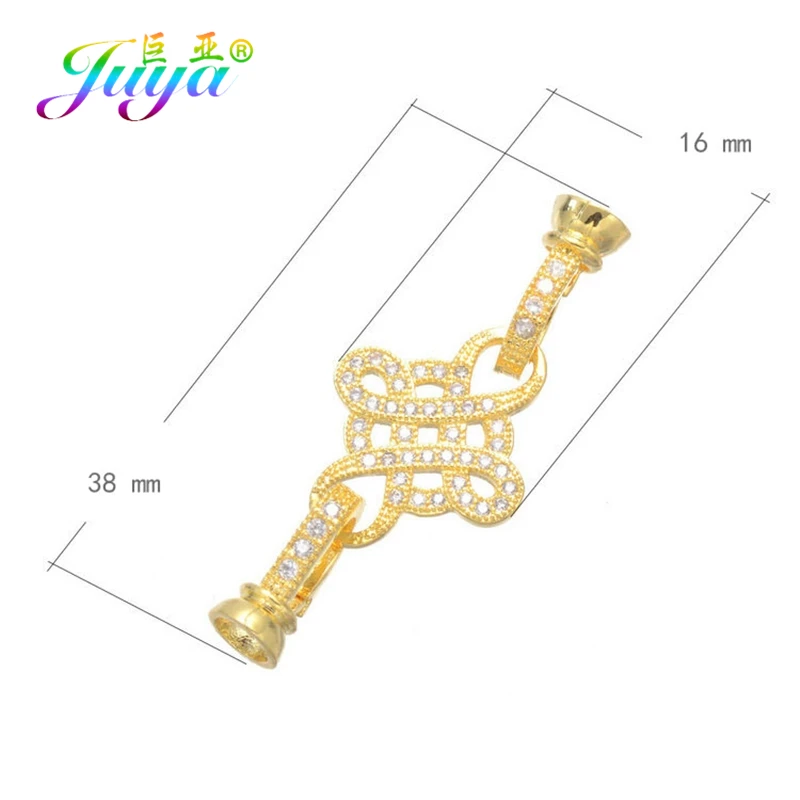 Gold Juya, сделай сам, жемчуг, браслет, ожерелье, компоненты, золото/серебро/розовое золото, бант, соединитель, застежка, аксессуары - Цвет: Gold