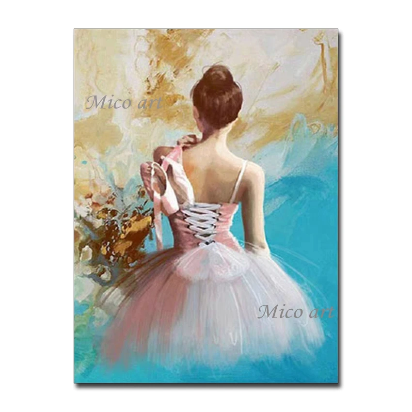 

No Framed Hand Painted Bar Decor Picture Sexy Woman Ballet Dancer 100% Wall Figure Oil Painting On Canvas Art Paintings Artwork