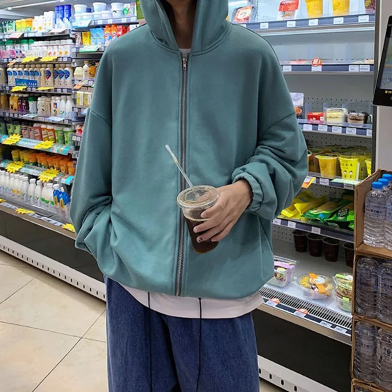 Толстовка мужская с капюшоном размера плюс на молнии худи в стиле оверсайз