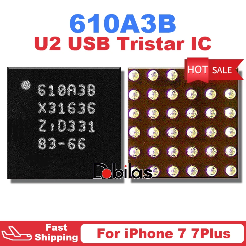 

610A3B U4001 U2 USB Charger Charging IC For iPhone 7 Plus 7G 7P TRISTAR IC 36pins 1610A3B Mobile Phone Integrated Circuits Chip