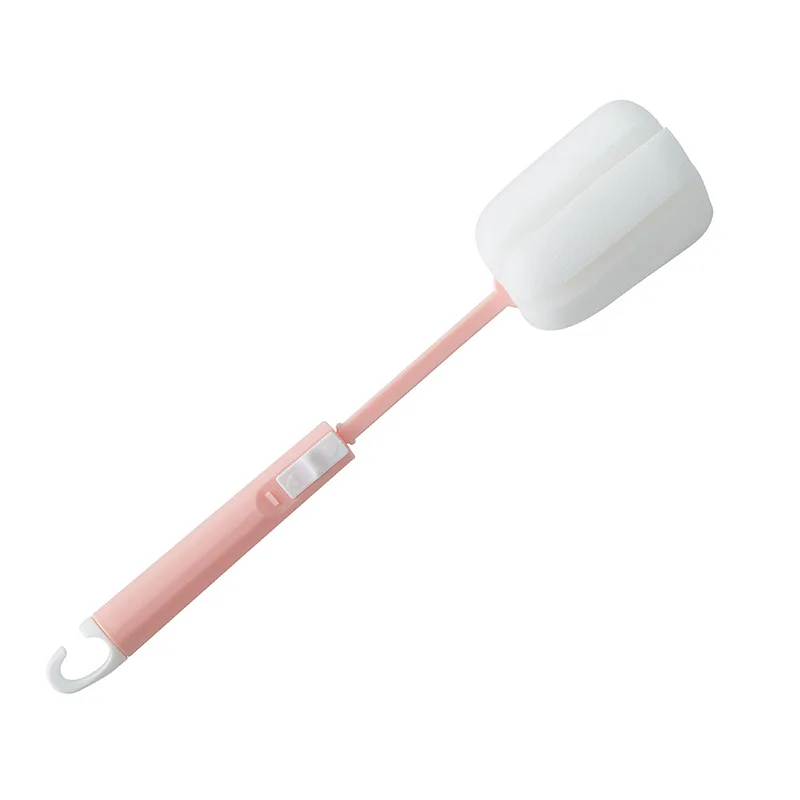 

2PCS Bence Baby Nipple Milk Bottle Cup 360 Degree Sponge Cleaner Pacifier Brush Retractable Long Handle Sponge Cup Washing Brush