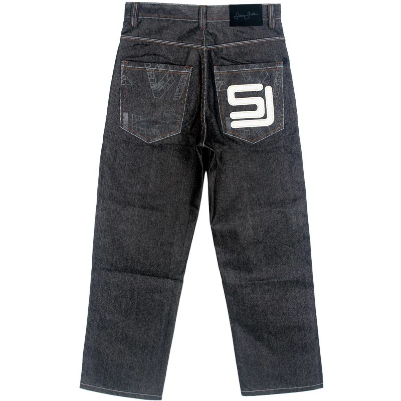 

2021 New Men's Plus-sized Pants Hip Hop Jeans Hiphop Hip-hop Printed Loose Skateboard Pants Distressed Jeans Brand Hot Sale
