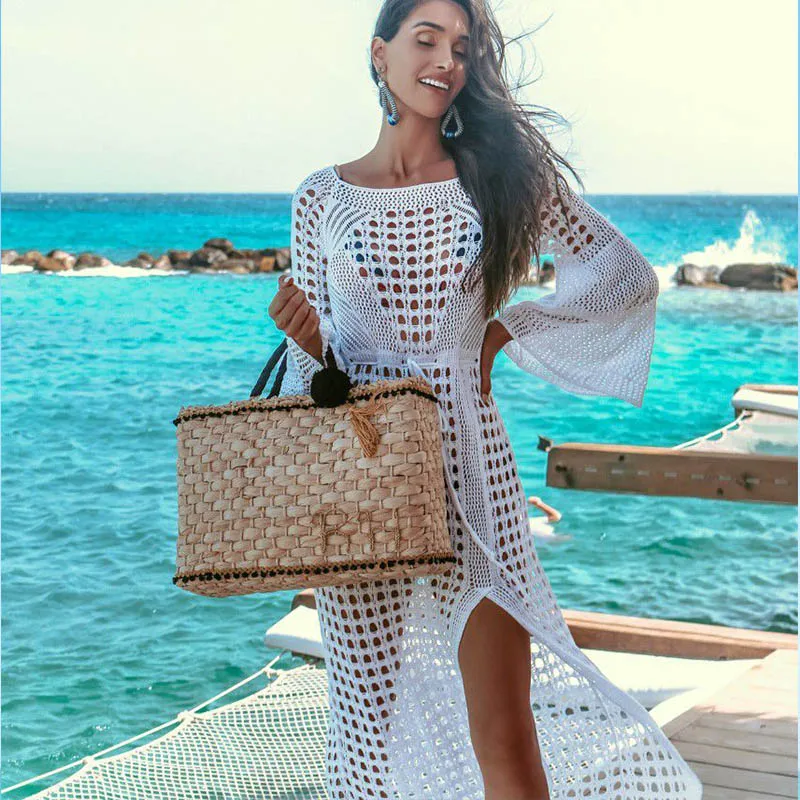 

Beach Bathing Suit Swimwear Bikini Wear Dress Tunic Robe Swimsuit Cover New Sexy Knitting Mesh Women UP Piece Fits True To