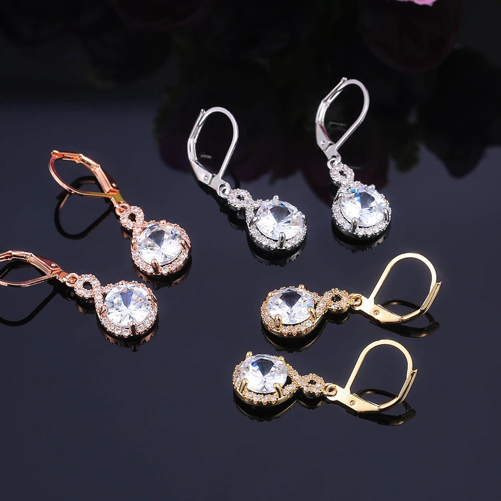

YPAY Delicate Big Cubic Zirconia Dangle Earrings for Women Party Fashion Contracted Style Refined Female Fashion Earring Shine