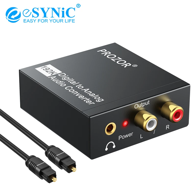 ESYNiC 192 кгц цифровой ЦА преобразователь в аналоговый Оптический SPDIF Toslink стерео L/R