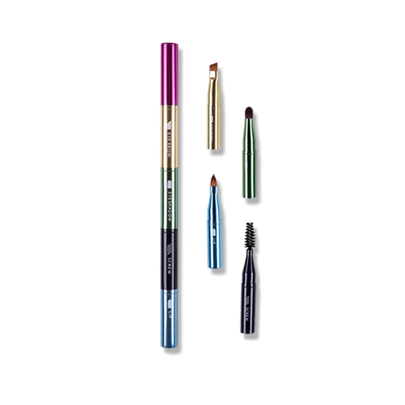 

MyDestiny makeup brush-portable four heads makeup brush-cosmetic eyelash curler&lip brush&small eyeshadow brush& eyebrow brush