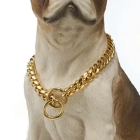 stainless steel dog collar large dog chain metal steel puppy cat collar leash 10mm gold pitbull bulldog necklace pet accessories