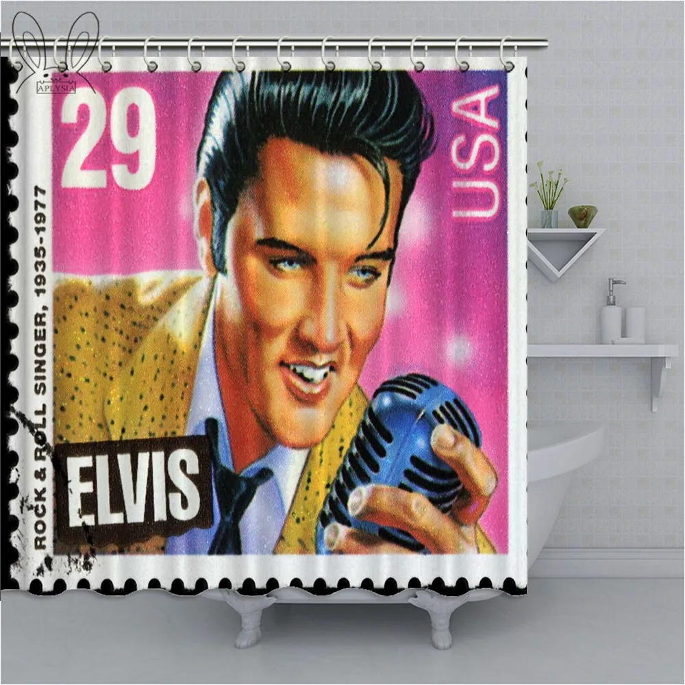 Creative Elvis Aron Presley Shower Curtain Popular Singer Wateeproof Polyester Fabric Bathroom Home Decor Sets | Дом и сад
