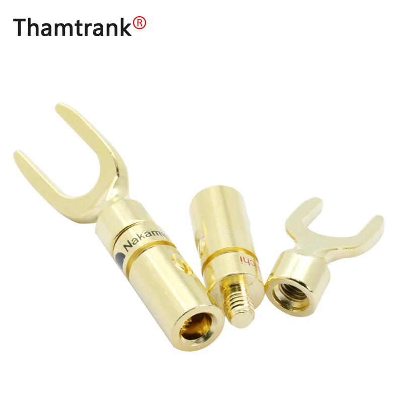 

"U" "Y" Banana Plug Conenctor Gold plated Spade Speaker Banana Plugs Audio Screw Fork Connectors Adapter 100PCS