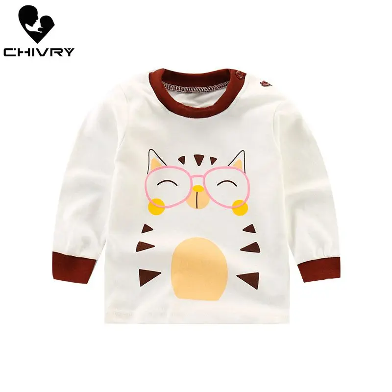 Весна Осень 2019 футболки с длинным рукавом и круглым вырезом для мальчиков