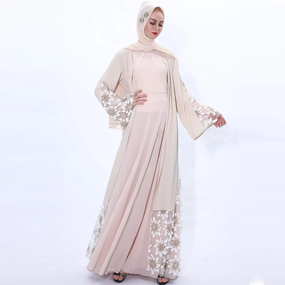 Мусульманское платье-абая из Дубая, кружевной кафтан, открытый халат-Абая, кимоно, платья Хиджаб, верхняя одежда, туника, Ближний Восток, Ара... от AliExpress RU&CIS NEW