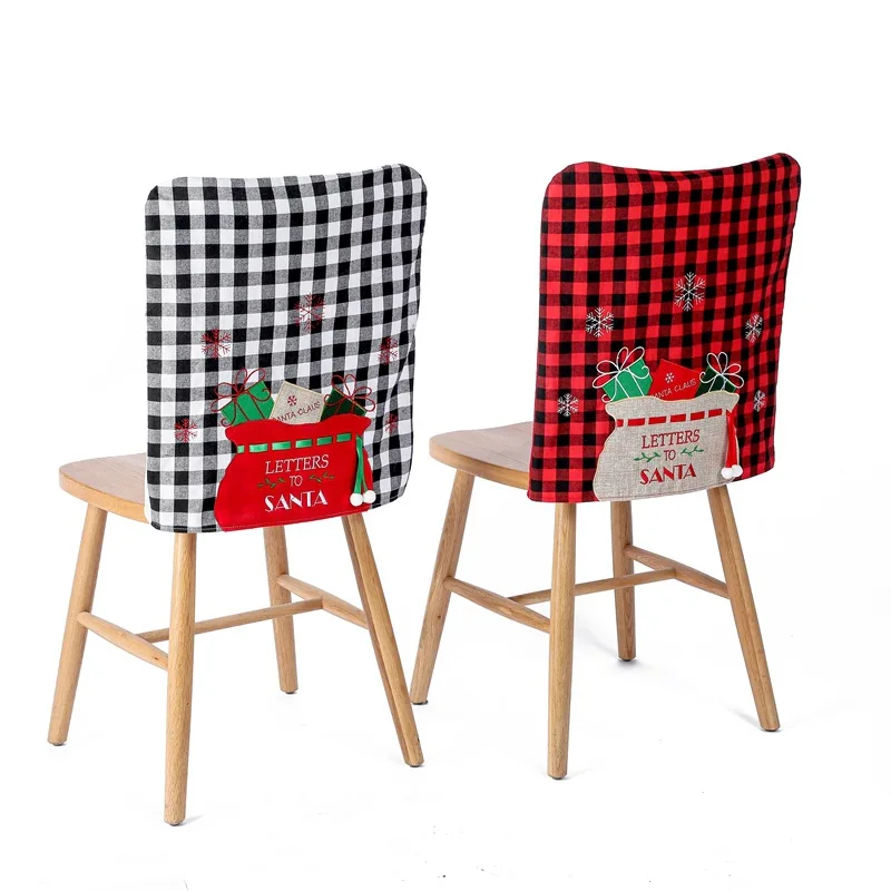 

New Christmas Chair Cover Christmas Plaid Chair Cover Christmas Envelope Chair Cover Home Dining Table Decorations