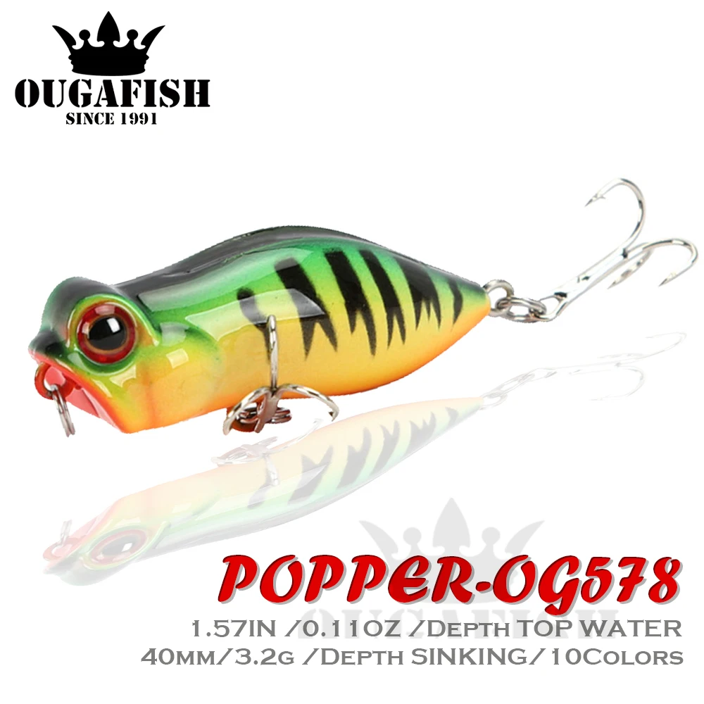 

New Popper Fishing Lure Weights3.2g Floating Water Strong Hard Metal Double Hooks Artificial Bait Saltwater Lures For Carp Fish