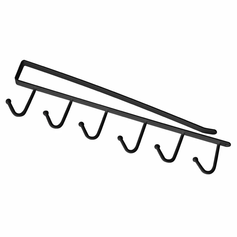 

Under-Cabinet Hanger Rack with 6 Hooks Kitchen Cupboard Storage Shelf Hook XKW