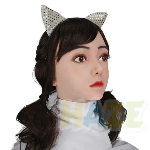 

Avila Realistic Silicone Female Face Headwear Crossdress Cosplay Halloween Mask Unisex