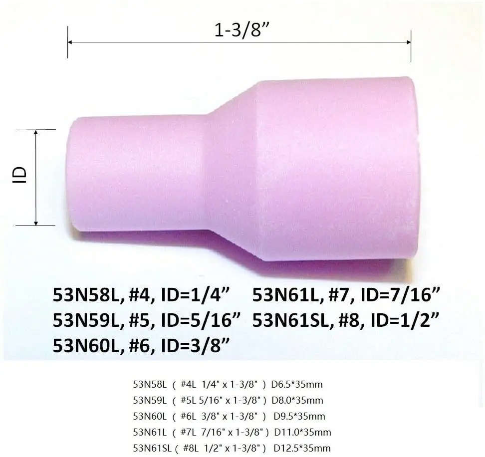 TIG Aluminia сопло керамическая чашка длинная 53N60L 6L 3/8 &quot D9.5 * 35 мм для SR WP 9 20 25 сварочный
