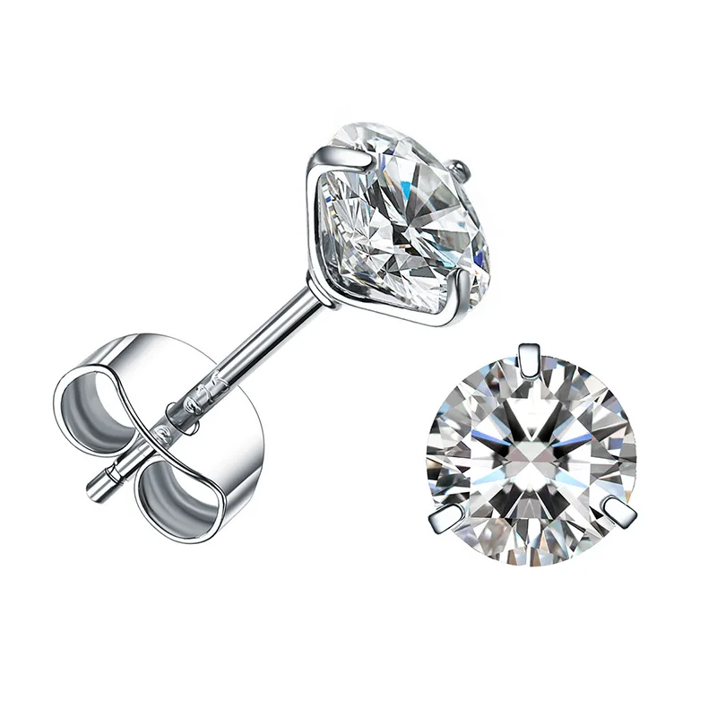 Женские серьги-гвоздики из серебра 925 пробы с кристаллами | Украшения и