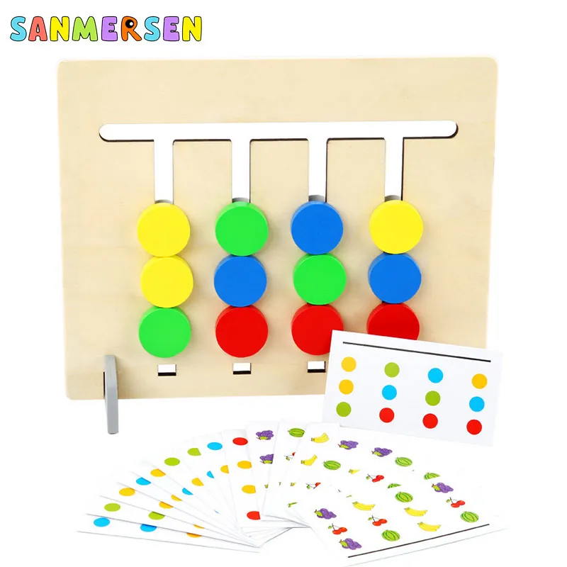 Montessori Toy Детские цвета и фрукты двухсторонняя игра логического мышления обучающая головоломка игрушки деревянные игрушки Монтессори - Цвет: Montessori Toy