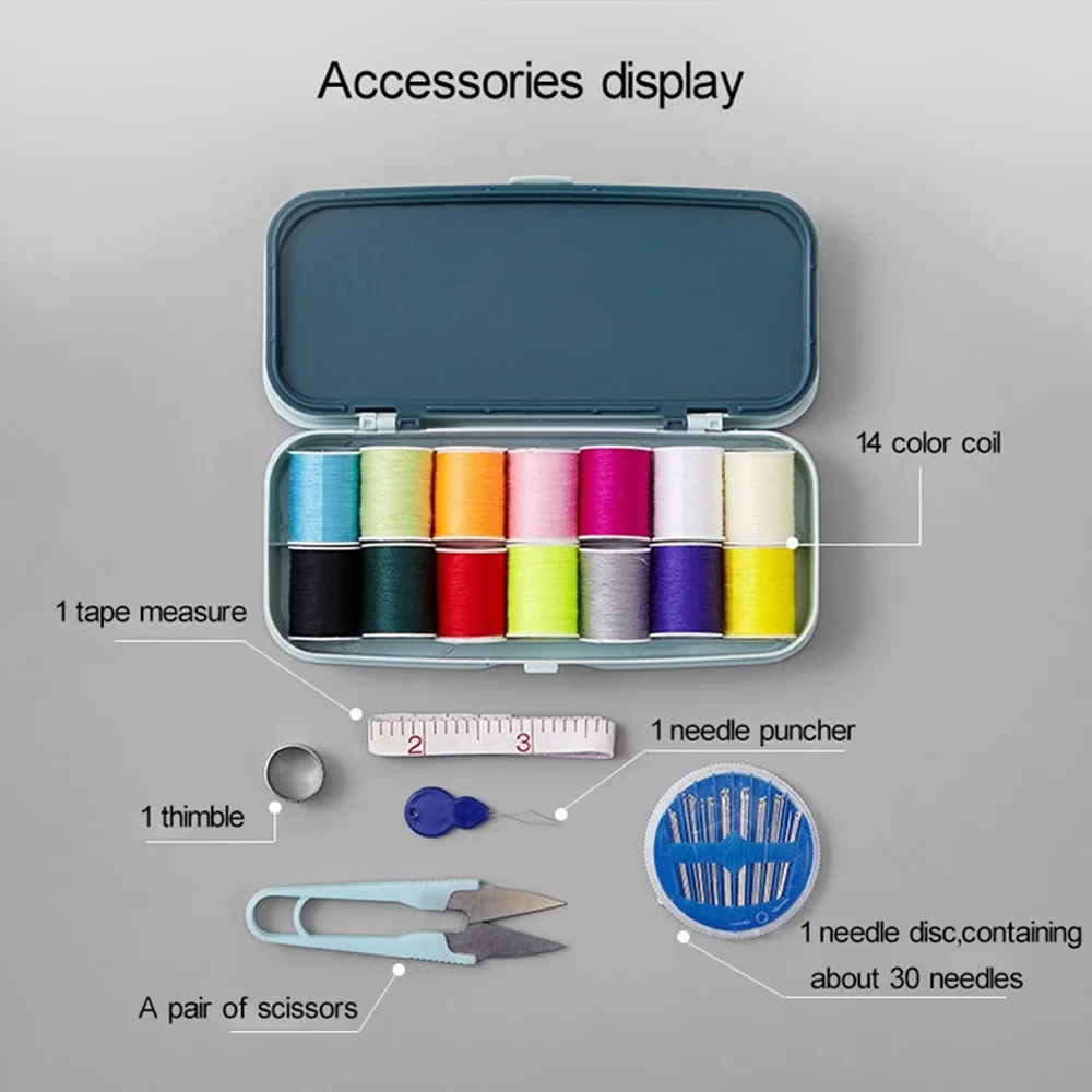

portable Sewing Kit Repair Set 14 Color Sewing Threads Set Hard Case Portable Sewing Tools for Travel Home and DIY