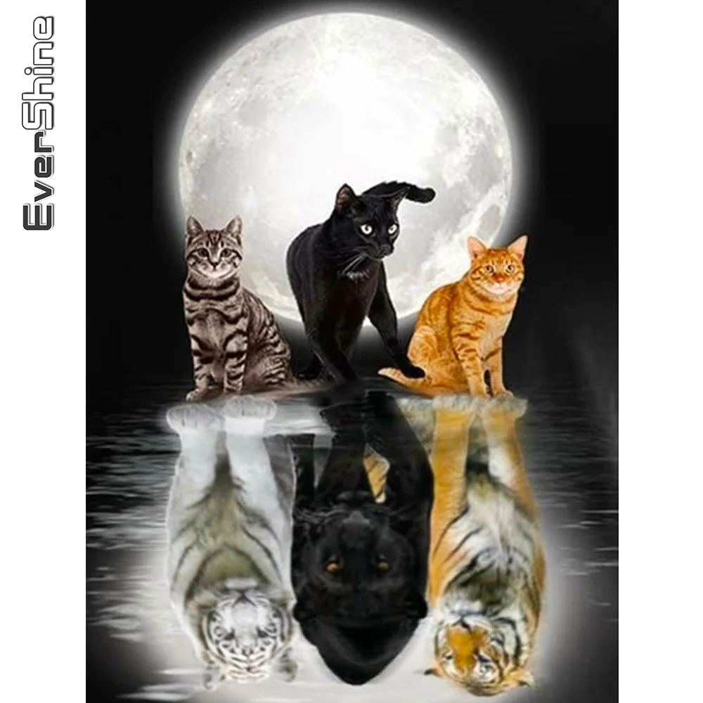 

Evershine Алмазная живопись кошки тигр декор для дома алмазная вышивка животные полная площадь вышивка крестиком Отражение картина стразами настенное искусство