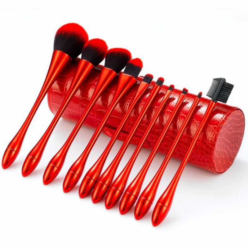 

10pcs/set Makeup Brushes Set For Foundation Powder Blush Eye Shadow Lip Eye Make Up Brush Beauty Tools Free Leather Bucket