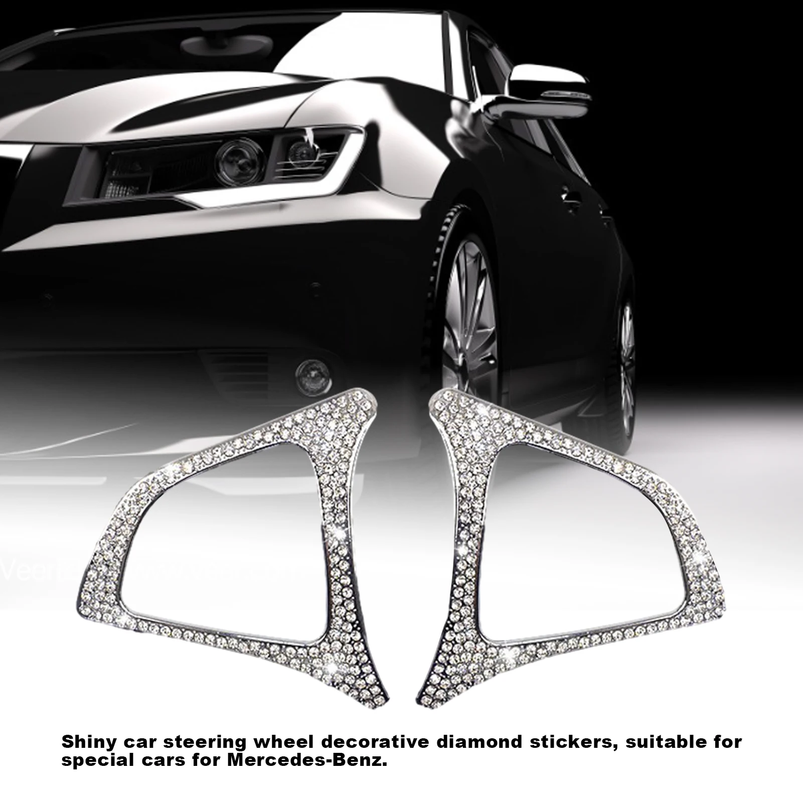 

Car Steering Wheel Sticker Car Steering Wheel Center Shiny Dedicated Car Sticker With Diamond Decoration For Mercedes-Benz