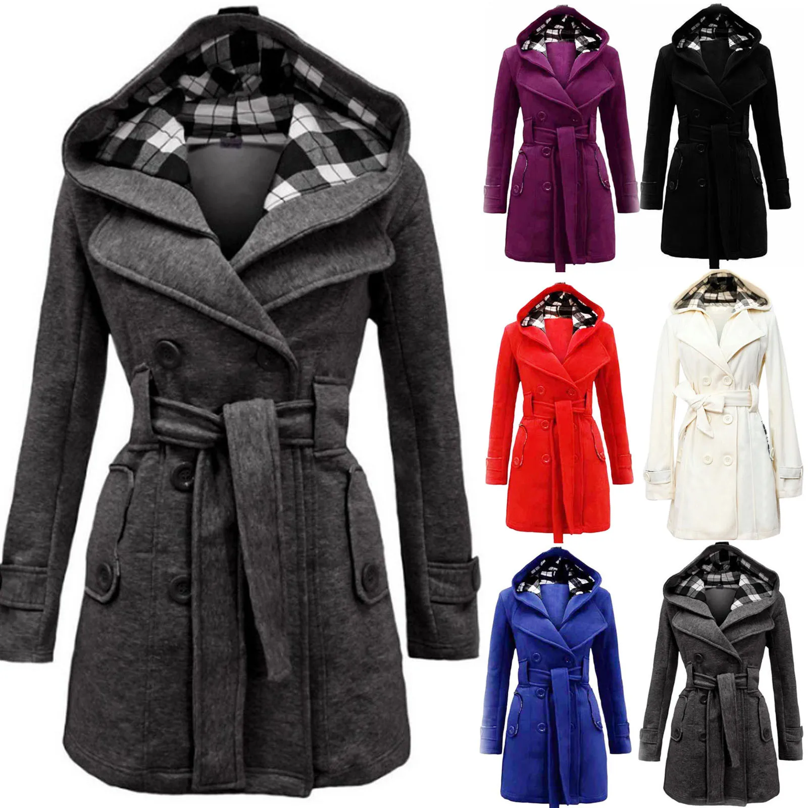 

Модное шерстяное пальто, женская теплая флисовая куртка с ремнями, однотонная повседневная куртка, зима 2021, винтажное облегающее Женское па...