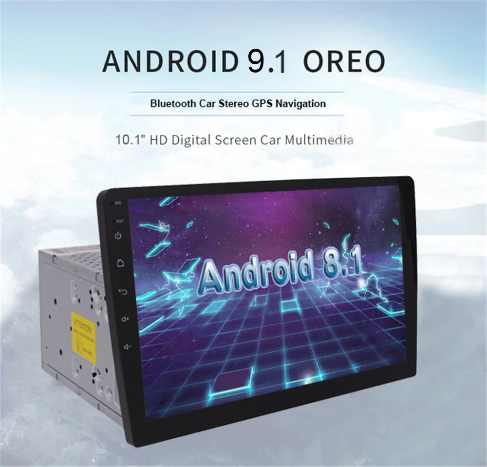 Универсальное мультимедийное радио с четырехъядерным процессором Android 9 1 10 дюйма