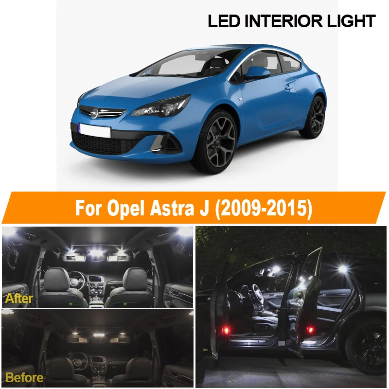 

9pcs Canbus LED Bulb Interior Reading Light Kit For Vauxhall Car Accessories for Opel Astra J OPC GTC Sports Hatchback 2009-2015